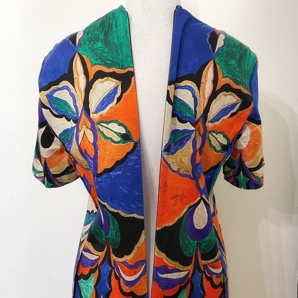 KOBI HALPERIN COLORFUL ABSTRACT SHORT SLEEVE SHIFT DRESS - S - Picture 6 of 10